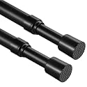 2 Pcs Tension Rod, OEH Tension Curtain Rod, No Drilling Rustproof Tension Rods for Windows 28 to 48 inch, Spring Adjustable Tension Rods for Closet, Bathroom, Kitchen, Cupboard, Black (28-48 inch)