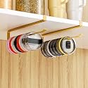 2 PCS Tumbler Lid Organizers, Ample Lid Capacity Up to 30 Lids, No Adhesive No Drill Yeti Lid Organizer Holder Inside Cabinet, Space-Saving Stanley Tumbler Cup Lid Holder Organizer for Kitchen (Gold)