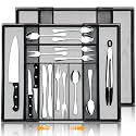 2 Pcs Utensil Drawer Silverware Organizer, Metal Mesh, Black