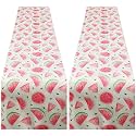 Tatuo 2 Pcs Watermelon Table Runner Summer One in a Melon Party Decor
