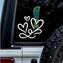 (2 Pcs White 12.9'' x 11.0'') - No Background - Waterproof of 3 Hearts Silhouette Sticker Decal for Laptops, Water Bottles, Cars, Trucks, Wall Ideal Gift - 925VER1K15326WH