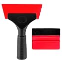 Yourkar 2 PCS Window Tint Kit Tools, Professional Vinyl Wrap Kit with Plastic Squeegee &amp; Felt Squeegee, Universal Privacy Film Installation Tint Tools for Vehicle Glass Home (Red)