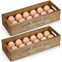 2 Pcs Wooden Egg Holder Countertop, 24 Eggs, Natural Color