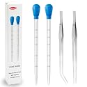 2 Pcs Aquarium Coral Feeder with 2 Pcs Stainless Steel Feeding Long Tweezers Syringe Spot Coral Feeder Reptile Feeding Tools for Aquatic Plant Reef Anemones Lionfish (Blue, Silvery)