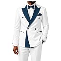 2 Piece Double Breasted Suit for Men Blazer Pants Tuxedo for Wedding Prom
