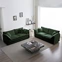 2-Piece Living Room Set Green Chenille Sturdy Solid Wood Frame Room, Bedroom, Home Office Comfort