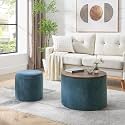 2-Piece Set Round Chenille Storage Ottoman, Equipped with a Drum Shaped Small Stool (style1)