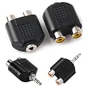 2 Pieces of 3.5 MM 1/8" TRS Fe-Male to 2 RCA (F) Splitter ; 2 Pieces of 3.5 MM 1/8" TRS Male to 2 RCA (F) Splitter Audio Video Connectors Couplers