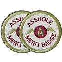 2 Pieces 3in / 7.6cm Asshole Merit Badge Morale Patch, Funny Tactical Military Morale Patch Hook & Loop, White