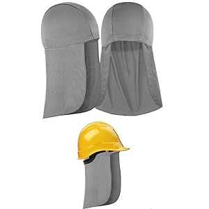 2 pieces cooling skull cap hard hat helmet liner with neck shield sweat wicking cap with tail sun shield summer helmet hat unisex headwear liner breathable outdoor sun hat cycling neck protection hat