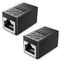 [ 2 Pieces ] Ethernet Cable Connector, RJ45 Connector, LAN cable Adapter, RJ45 Coupler, Powerline Network Adapter, Ethernet Female to Female Joiner, WiFi Extender link USB Socket Switch