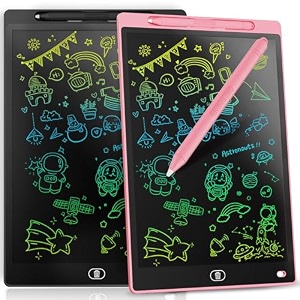 2 pieces lcd writing board 12 inches genialba colourful lcd writing tablet lcd writing tablet electronic tablet graphic tablet for children39s games 2 3 4 5 6 7 years boys girls black amp pink