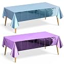 Just Shimmer 2 Pieces Light Blue &amp; Light Purple Foil Tablecloth 54 * 72inch Plastic Birthday Party Table Cloths Disposable Waterproof Table Cover for Christmas Wedding Graduation Party Supplies