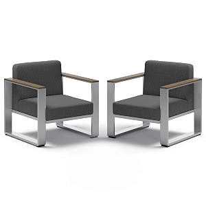 2 Pieces Outdoor Aluminum Armchair Modern Patio