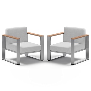 2 Pieces Outdoor Aluminum Armchair Modern Patio