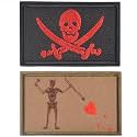 2 Pieces Patches Blackbeard Pirate Flag Patch & Skull Cross Sword Flag Jolly Roger Tactical Morale Embroidery Patch Military for Tactical Gear