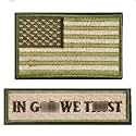 2 Pieces Patches in God We Trust & USA American Flag Tactical Patches, Green