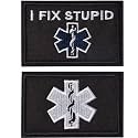 2 Pieces Patches I Fix Stupid EMT Medic Funny Patches, Tactical Military Morale Patch Hook & Loop Tactical Patch