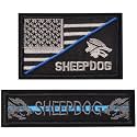 2 Pieces Patches Sheepdog Thin Blue Line, Tactical USA Flag Patch