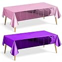 Just Shimmer 2 Pieces Pink &amp; Dark Purple Foil Tablecloth 54 * 72inch Plastic Birthday Party Table Cloths Disposable Waterproof Table Cover for Christmas Wedding Graduation Party Supplies