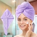 SITTELLA® 2 Pieces Quick Drying Microfiber Hair Towel Wrap for Womens, Super Absorbent with Elastic Loop (Purple)