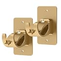 2 Pieces Self Adhesive Curtain Rod Bracket, Universal Plastic Curtain Rod Holders, No Drill Curtain Rod Brackets Curtain Rod Hooks for Bathroom, Bedroom, Livingroom(Gold)