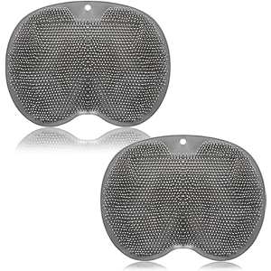 2 pieces shower foot scrubber mat and back scrubber - hands free wall mounted bath massage pad with non slip suction cups - foot cleaner for men women gray