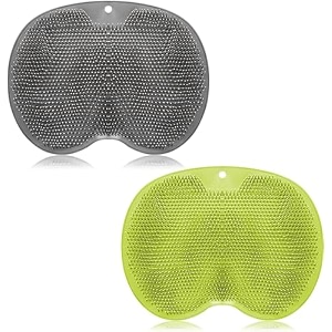2 pieces shower foot scrubber mat hands free back scrubber for shower wall mounted bath massage pad back scrubber back with non slip suction cups foot cleaner for men women gray green
