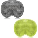 2 Pieces Shower Foot Scrubber Mat Hands Free Back Scrubber for Shower Wall Mounted Bath Massage Pad Back Scrubber Back with Non Slip Suction Cups Foot Cleaner for Men Women (Gray, Green)
