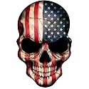2 Pieces Skull American Flag Stickers, 4 inches - USA Decals, Car Bumper, Motorcycle, Biker, Cool Sticker