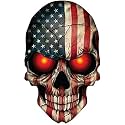 2 Pieces Skull Sticker American Flag, 4 inches - USA Decals, Motorcycle, Biker, Cool Sticker