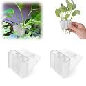 2 Pk Upgraded Aquarium Plant Holder, 3-Hole Hanging Aquarium Plant Holder with Clip, Suitable for Fish Tank Plant Potting, Aquarium Decoration, White