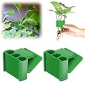 2 Pk Upgraded Aquarium Plant Holder, 3-Hole Hanging Aquarium Plant Holder with Clip, Suitable for Fish Tank Plant Potting, Aquarium Decoration, for Fish Tank, Green