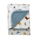 2 Ply Silky Baby Blanket, Reversible, Western Ranch Print (Grey and Cream, 30 in. x 40 in.)