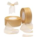 2 Roll Champagne Organza Ribbon 1.5 Inch for Wedding Gift Wrapping, Wedding Invitations, Party Decoration, Crafts