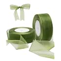 2 Roll Saga GreenOrganza Ribbon 1.5 Inch - 100 Yards for Wedding Gift Wrapping, Invitations &amp; Party Decoration