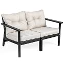 2 Seat HDPE Patio Loveseat, Outdoor Conversation Bench, Patio Furniture