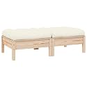 2-Seater Garden Sofa Set of 2 Cream Light Wood, Outdoor Modular Furniture with Plush Cushions, Weather-Resistant Solid Pine Frame for Patio, Balcony, or Terrace Seating