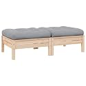 2-Seater Garden Sofa Set of 2 Grey with Solid Pine Wood Frame and Plush Cushions for Outdoor Patio Balcony Comfortable Seating Modern Versatile Design Removable Washable