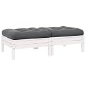 White 2-Seater Garden Sofa Set with Grey Cushions, Solid Pine Wood Frame, Weather-Resistant Outdoor Furniture, Modular Patio Seating for Balcony and Garden Relaxation