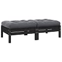 2-Seater Garden Sofa Set of 2 Black, Solid Pine Wood Outdoor Furniture with Weather Resistant Polyester Cushions, Modular Design for Patio Balcony Seating, Comfortable