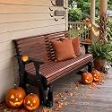 2-Seater Wooden Patio Glider Bench with Built-in Cup Holders