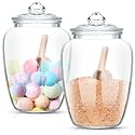 2 Set 74 oz Bath Salt Containers with Airtight Lid, Wooden Scoop, Clear