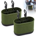 2 Set Military Green Canvas Lineman Tool Bucket Bag with Hook, 15 Pockets