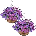 2 Set Outdoor Artificial Hanging Flower Baskets