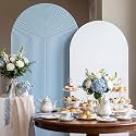 2 Set Wedding Arch Cover Blue White Ripple &amp; Solid Stretchy Backdrop Cover