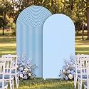2 Set Wedding Arch Cover Blue Ripple &amp; Solid Color Stretchy Backdrop Cover