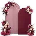 2 Set Wedding Arch Cover Burgundy Ripple &amp; Solid Stretchy Backdrop Cover