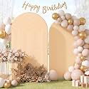 2 Set Wedding Arch Cover, Champagne Ripple &amp; Solid Stretchy Backdrop Cover