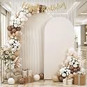 2 Set Wedding Arch Cover Cream White Ripple &amp; Solid Stretchy Backdrop Cover